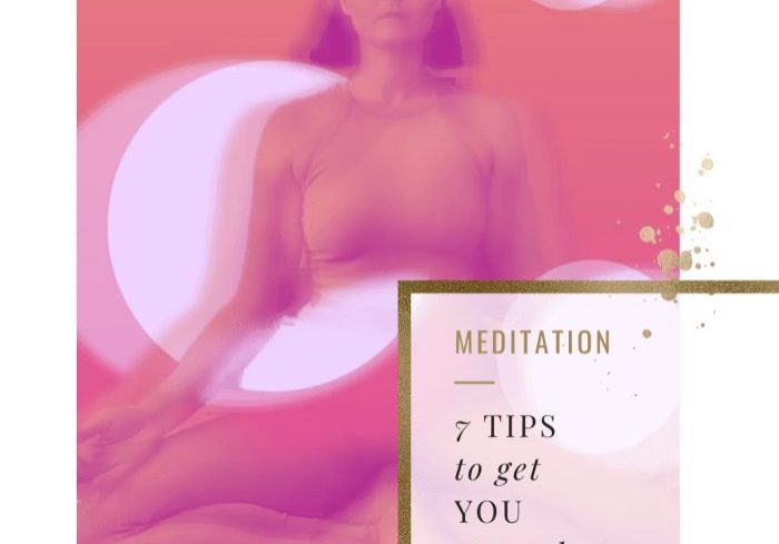 A woman meditating image in pink color